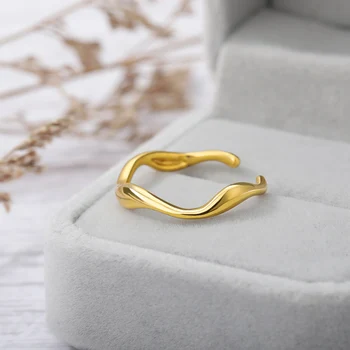Nepravidelné Vlny Prstene pre Ženy 2022 Trend, Šperky z Nerezovej Ocele Geometrické Ručné Gotický Pár Veľkosť Nastaviteľné Darček