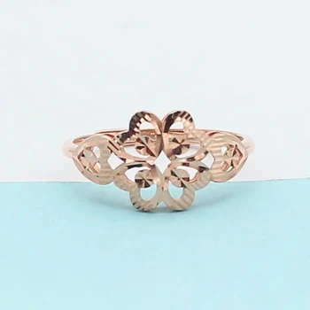 585 fialové zlato openwork kvet zásnubné prstene pre ženy, 14 KARÁTOVÉ ružové zlato nové elegantné high-end svetlo luxusné šperky darček