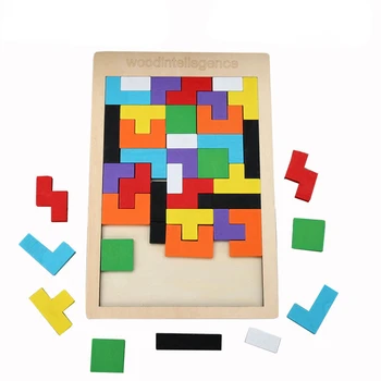 1PCS Drevené Skladačky Puzzle Detská Hračka Tangram Montessori Materiály, Vzdelávacie Hračky pre Deti Tehly Deti učia Hračky
