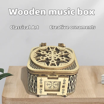 Drevené 3D Puzzle Darček Ručne DIY Music Box Klasická Oktáva Box Ozdoby Zostavený Model Auta detské Hračky Darček