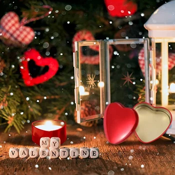 6PCS Srdca, Tvarované Kovové Plechovky Box s Vekom Candy Boxy Srdce Prázdne Tin Sušienky, Cukríky Jar pre Valentines Deň Narodeniny