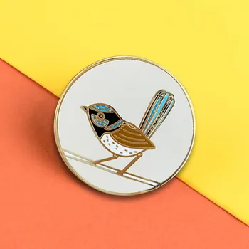 Austrálsky vynikajúci modrá víla wren Vták brošňa Jedinečný dar, Darček na valentína Šperky smalt pin Príslušenstvo Zdobiť