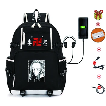 Japonské Anime Tokio Revengers Batoh Nepremokavé Bookbag Notebook Batoh Cestovné USB Veľkú Kapacitu Mochila Školské tašky Pre Deti