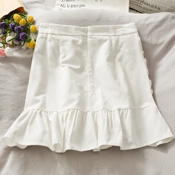 Pevné Skladaný Štíhly Vysoký Pás A-line Prehrabať Lem Mini Sukne Letné Sukne pre Ženy 2021 Y2k High Street kórejský Módne Oblečenie