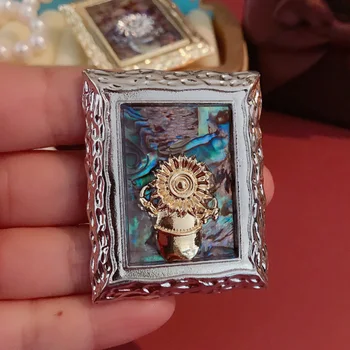Kreatívne Van Gogh Slnečnice Shell Brošňa Smalt Antické Umenie Retro Olejomaľba Pin Brošne Ženské Príslušenstvo