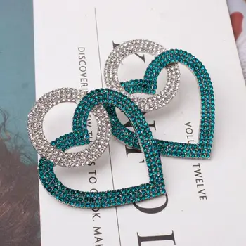 Nový kórejský Kúzlo Crystal Láska Srdca Náušnice pre Ženy Veľký Pokles Náušnice módne šperky