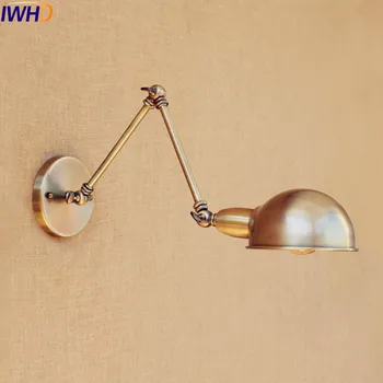 IWHD Starožitné Retro Vintage Nástenné Svietidlo LED Edison Wandlampen Swing Dlhé Rameno Stenové Svetlo Loft Priemyselné Domov Schodisko Osvetlenie Sconce