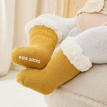 Baby Ponožky Roztomilý Zahustiť Teplé 2022 Zimné Deti Ponožka Tepelnej Bavlna Novorodenca Batoľatá Dievčatá Chlapci Proti Sklzu Poschodí Ponožky