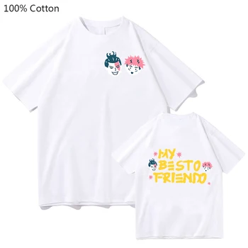 O Friendo Jujutsu Kaisen Anime Tlač Tričko Estetické Ženské T-shirt Harajuka O-krku Nadrozmerná Bežné Tees Ženy Bavlna