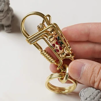 Mosadz Remeselné Keychain Engrave Muži Ženy Trinket Auto Keyring Krúžok Šperky Tvorivé Bronz Držiteľ Darček Domáce Dekorácie Prívesok