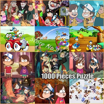 Disney Film Gravitácie Padá 1000 Kusov Farebné Puzzle Donald Duck Ploché Relaxačné Puzzle Hra Ručné Rozbalí Hračka