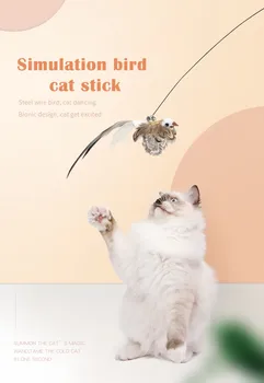 Nové Simulácie Vták-tvarované Interaktívne Vtipné Mačku Stick Hračka S Bulík Perie Hrať Naháňa Cvičenie Pet Hračky, Príslušenstvo