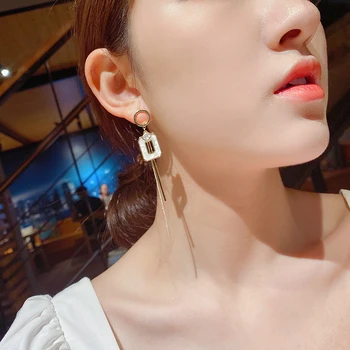 2020 Trend Asymetrický Geometrické Dlhý Strapec Drahokamu Visieť Náušnice Vyhlásenie Elegantné Kórejský Štýl Náušnice Šperky Pre Ženy