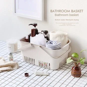 Plastové Sprcha Úložný Košík s Rukoväť pre Kúpeľňa Ukladanie Body Wash Šampón, Kondicionér, Krém Kozmetika