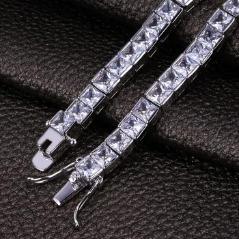 Ručné 925 Sterling Silver 4 mm Námestie Diamond Náramky Pre Ženy, Mužov Luxusné Zapojenie Svadobné drahokam Šperky Päť štýlov
