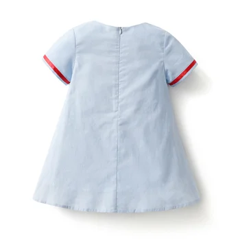 Letné Šaty pre Dievčatá Modré Detské Oblečenie s Červenou Obrubou, Deti španielsky Boutique Oblečenie Brat Sestra Zodpovedajúce Oblečenie