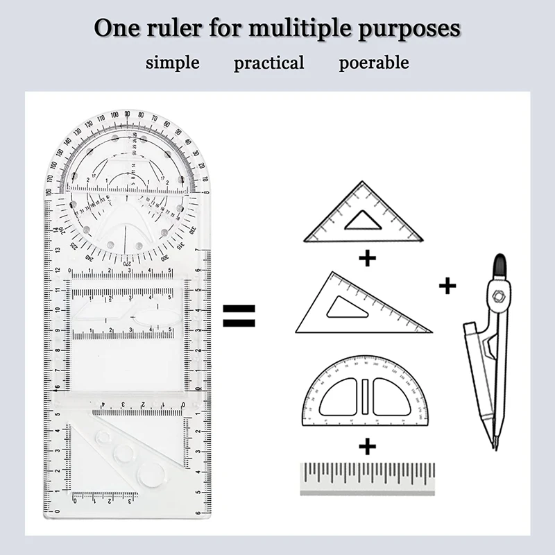 Kúpiť on-line 4 ks multifunkčné geometrické pravítko nástroje na kreslenie,  plastové pravítko nastaviť matematiky meranie kruhu rysovacie pravítka |  Zásuvky > www.company1.sk
